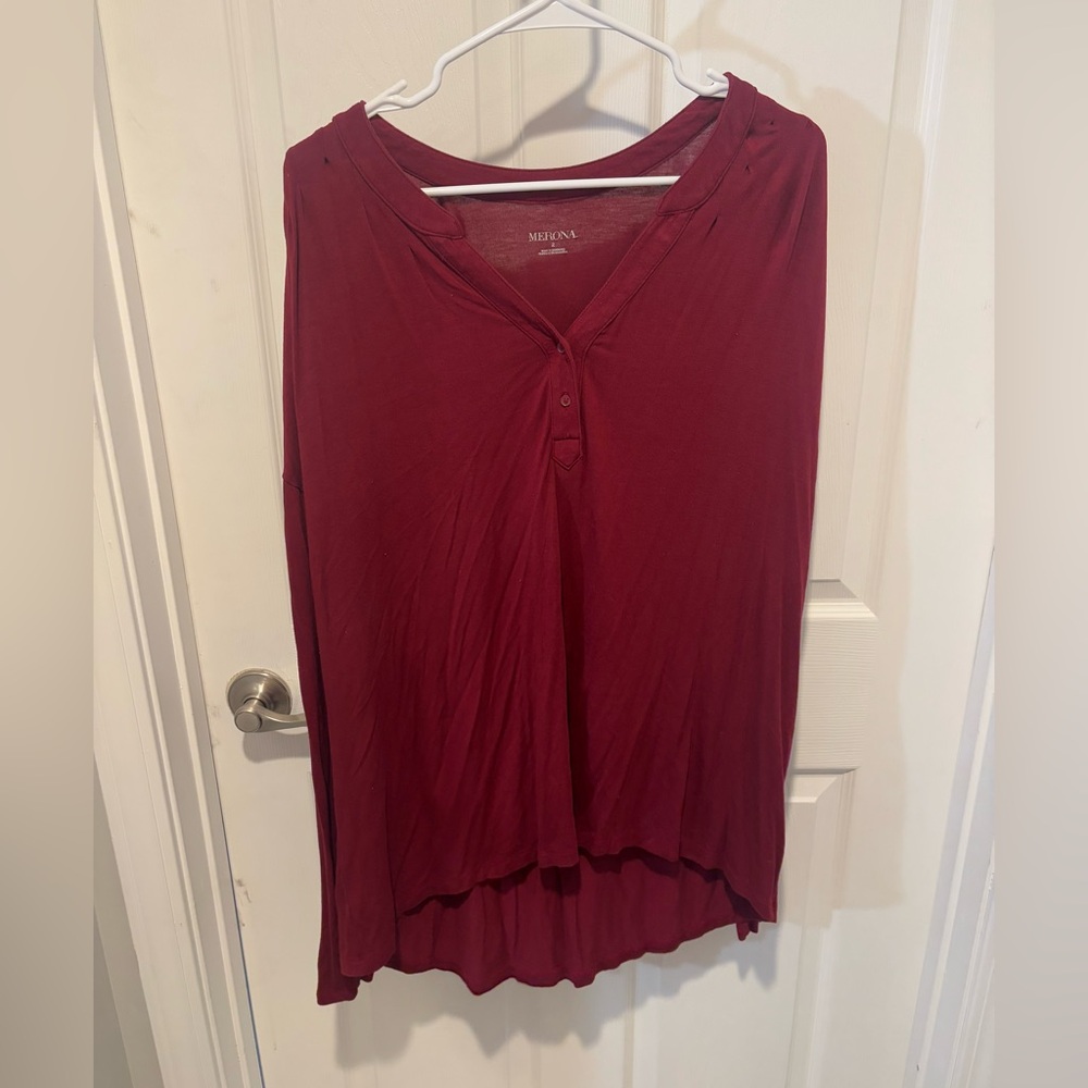 MERONA Burgundy Women's Tunic Top - Picture 3 of 7